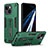 Funda Bumper Silicona y Plastico Mate Carcasa con Soporte H01X para Apple iPhone 13 Verde