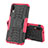 Funda Bumper Silicona y Plastico Mate Carcasa con Soporte J01X para Samsung Galaxy M10 Rosa Roja