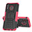 Funda Bumper Silicona y Plastico Mate Carcasa con Soporte J01X para Samsung Galaxy M20 Rosa Roja