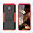 Funda Bumper Silicona y Plastico Mate Carcasa con Soporte JX1 para Nokia 3.4 Rojo