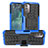 Funda Bumper Silicona y Plastico Mate Carcasa con Soporte JX1 para Nokia G21 Azul