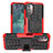 Funda Bumper Silicona y Plastico Mate Carcasa con Soporte JX1 para Nokia G21 Rojo