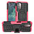 Funda Bumper Silicona y Plastico Mate Carcasa con Soporte JX1 para Nokia G21 Rosa Roja