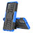 Funda Bumper Silicona y Plastico Mate Carcasa con Soporte JX1 para Samsung Galaxy F02S SM-E025F Azul