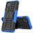 Funda Bumper Silicona y Plastico Mate Carcasa con Soporte JX1 para Samsung Galaxy F42 5G Azul