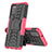 Funda Bumper Silicona y Plastico Mate Carcasa con Soporte JX1 para Samsung Galaxy M02s Rosa Roja