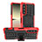 Funda Bumper Silicona y Plastico Mate Carcasa con Soporte JX1 para Sony Xperia 5 IV Rojo