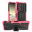 Funda Bumper Silicona y Plastico Mate Carcasa con Soporte JX1 para Sony Xperia 5 IV Rosa Roja