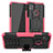 Funda Bumper Silicona y Plastico Mate Carcasa con Soporte JX1 para Xiaomi POCO C31 Rosa Roja
