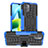 Funda Bumper Silicona y Plastico Mate Carcasa con Soporte JX1 para Xiaomi Poco C50 Azul