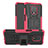 Funda Bumper Silicona y Plastico Mate Carcasa con Soporte JX1 para Xiaomi Redmi Note 9 Pro Rosa Roja