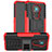 Funda Bumper Silicona y Plastico Mate Carcasa con Soporte JX2 para Nokia 3.4 Rojo