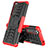 Funda Bumper Silicona y Plastico Mate Carcasa con Soporte JX2 para Sony Xperia 5 III Rojo