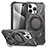 Funda Bumper Silicona y Plastico Mate Carcasa con Soporte K02C para Apple iPhone 14 Pro Gris