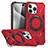 Funda Bumper Silicona y Plastico Mate Carcasa con Soporte K02C para Apple iPhone 15 Pro Max Rojo