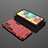 Funda Bumper Silicona y Plastico Mate Carcasa con Soporte KC1 para Samsung Galaxy A51 4G Rojo