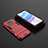 Funda Bumper Silicona y Plastico Mate Carcasa con Soporte KC1 para Xiaomi Redmi 10X Pro 5G Rojo