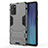 Funda Bumper Silicona y Plastico Mate Carcasa con Soporte KC2 para Samsung Galaxy Note 20 5G Gris
