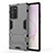 Funda Bumper Silicona y Plastico Mate Carcasa con Soporte N02 para Samsung Galaxy Note 20 Ultra 5G Gris