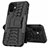 Funda Bumper Silicona y Plastico Mate Carcasa con Soporte para Apple iPhone 12 Negro