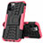 Funda Bumper Silicona y Plastico Mate Carcasa con Soporte para Apple iPhone 12 Pro Max Rosa