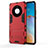 Funda Bumper Silicona y Plastico Mate Carcasa con Soporte para Huawei Mate 40 Pro+ Plus Rojo