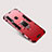 Funda Bumper Silicona y Plastico Mate Carcasa con Soporte para Huawei P30 Lite Rojo