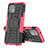 Funda Bumper Silicona y Plastico Mate Carcasa con Soporte para Motorola Moto Edge 20 Lite 5G Rosa Roja