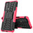 Funda Bumper Silicona y Plastico Mate Carcasa con Soporte para Motorola Moto Edge Lite 5G Rosa Roja