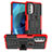 Funda Bumper Silicona y Plastico Mate Carcasa con Soporte para Motorola Moto G51 5G Rojo