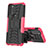 Funda Bumper Silicona y Plastico Mate Carcasa con Soporte para Motorola Moto G71 5G Rosa Roja