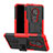 Funda Bumper Silicona y Plastico Mate Carcasa con Soporte para Nokia 6.2 Rojo