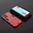 Funda Bumper Silicona y Plastico Mate Carcasa con Soporte para Samsung Galaxy A52s 5G Rojo