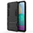 Funda Bumper Silicona y Plastico Mate Carcasa con Soporte para Samsung Galaxy M02 Negro