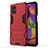 Funda Bumper Silicona y Plastico Mate Carcasa con Soporte para Samsung Galaxy M31s Rojo