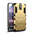 Funda Bumper Silicona y Plastico Mate Carcasa con Soporte para Samsung Galaxy S5 G900F G903F Oro