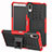 Funda Bumper Silicona y Plastico Mate Carcasa con Soporte para Sony Xperia L3 Rojo