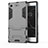 Funda Bumper Silicona y Plastico Mate Carcasa con Soporte para Sony Xperia XZ1 Compact Gris