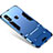 Funda Bumper Silicona y Plastico Mate Carcasa con Soporte para Xiaomi Mi 8 Azul