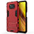 Funda Bumper Silicona y Plastico Mate Carcasa con Soporte para Xiaomi Poco X3 NFC Rojo