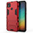Funda Bumper Silicona y Plastico Mate Carcasa con Soporte para Xiaomi Redmi 9 India Rojo