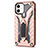 Funda Bumper Silicona y Plastico Mate Carcasa con Soporte R01 para Apple iPhone 12 Mini Oro Rosa