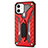 Funda Bumper Silicona y Plastico Mate Carcasa con Soporte R01 para Apple iPhone 12 Mini Rojo