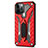 Funda Bumper Silicona y Plastico Mate Carcasa con Soporte R01 para Apple iPhone 12 Pro Rojo