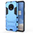 Funda Bumper Silicona y Plastico Mate Carcasa con Soporte R01 para OnePlus 7T Azul Cielo