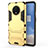Funda Bumper Silicona y Plastico Mate Carcasa con Soporte R01 para OnePlus 7T Oro