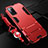 Funda Bumper Silicona y Plastico Mate Carcasa con Soporte R01 para Oppo A52 Rojo