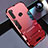 Funda Bumper Silicona y Plastico Mate Carcasa con Soporte R01 para Xiaomi Redmi Note 8T Rojo
