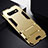 Funda Bumper Silicona y Plastico Mate Carcasa con Soporte R02 para Samsung Galaxy S10 5G Oro