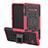 Funda Bumper Silicona y Plastico Mate Carcasa con Soporte R03 para Samsung Galaxy S10 Rosa Roja